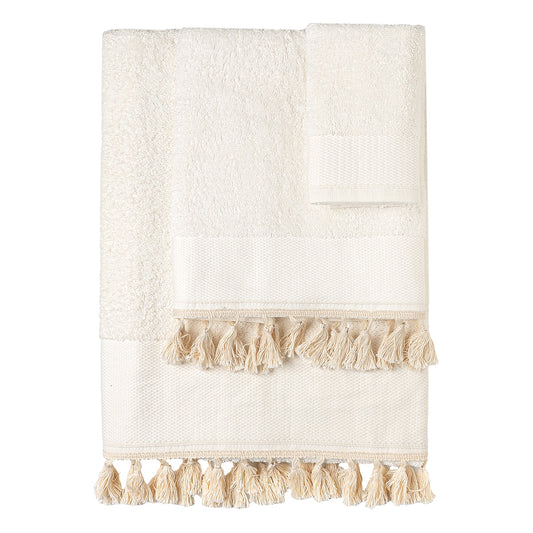 Σετ Πετσέτες 3 Τμχ με Φουντάκια Art 3442 30x50+50x90+70x140εκ Εκρού