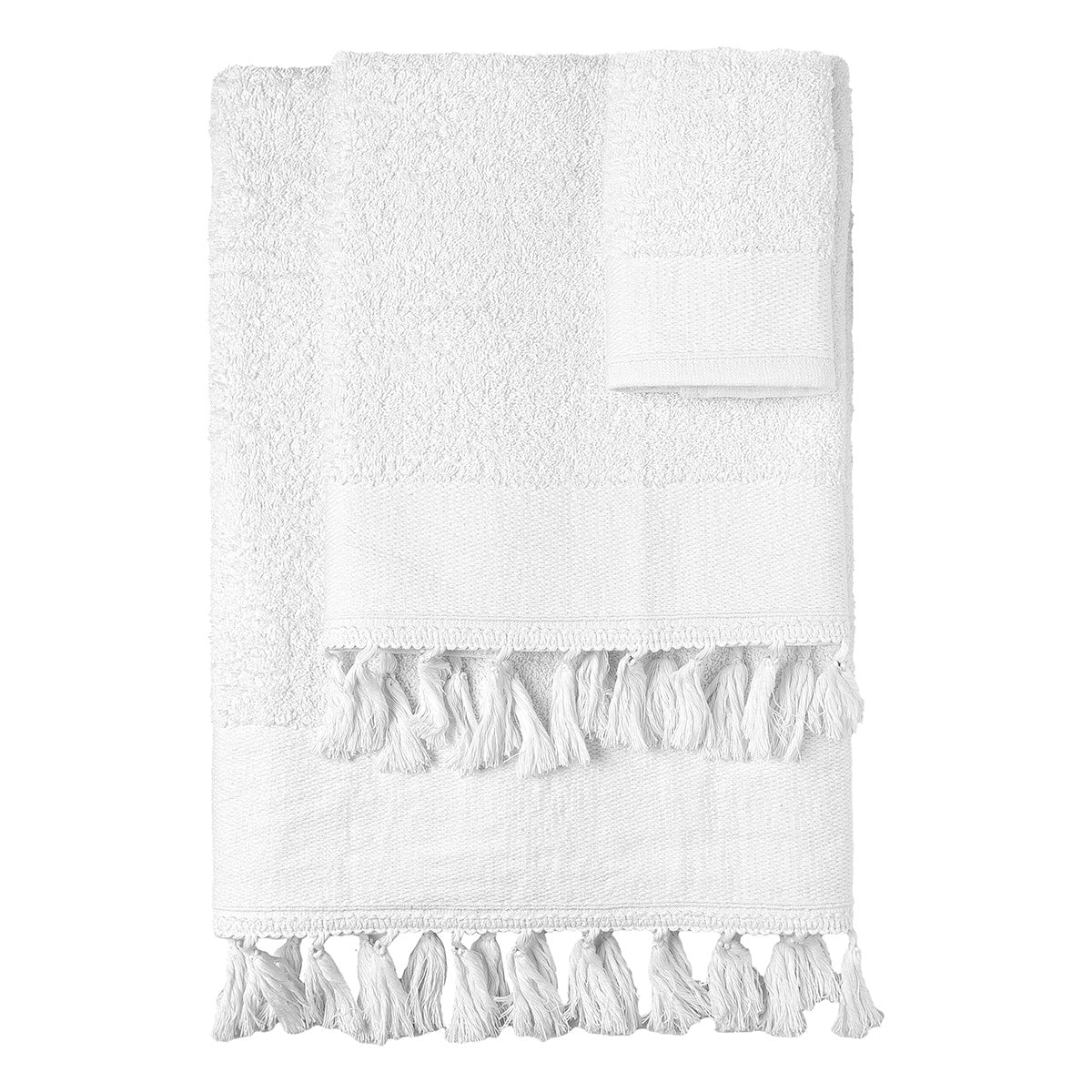 Σετ Πετσέτες 3 Τμχ με Φουντάκια Art 3443 30x50+50x90+70x140εκ Λευκό