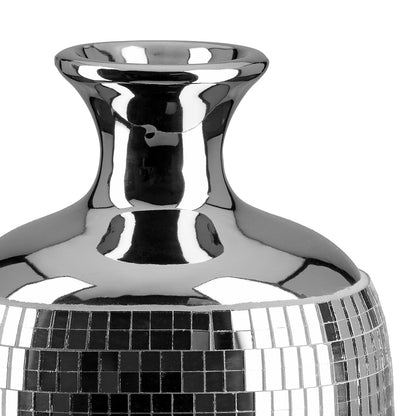 Βάζο Κολάρο 'Disco' Κεραμικό Ασημί 12x12x24