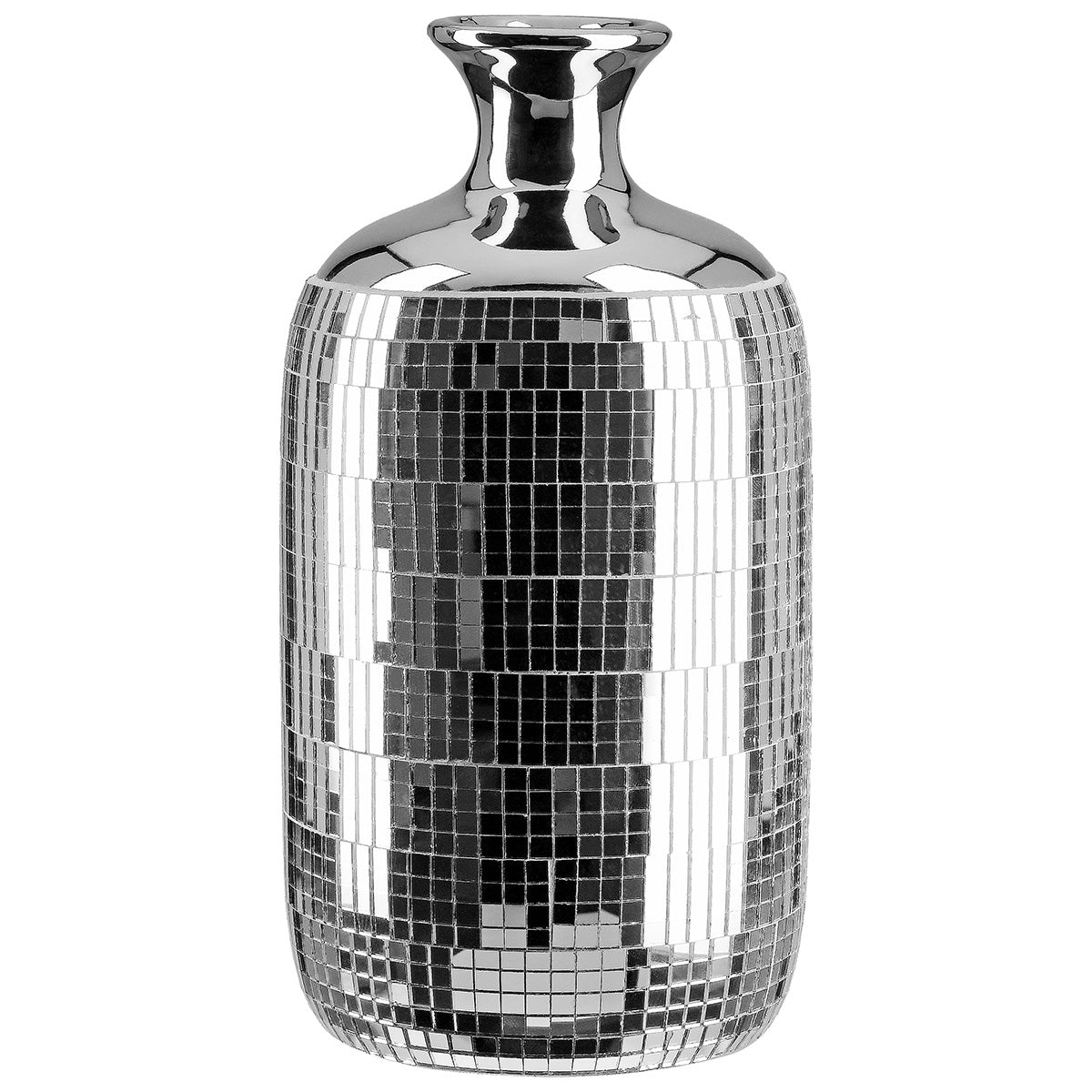 Βάζο Κολάρο 'Disco' Κεραμικό Ασημί 12x12x24