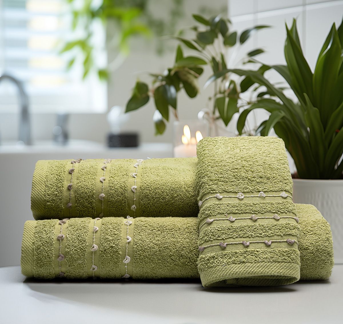 Σετ Πετσέτες Art 3466 Σετ 3 Τμχ Πράσινο