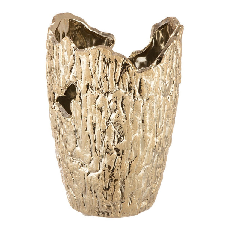 Βάζο Conical "Crepa" Κεραμικό Χρυσό 13x13x19