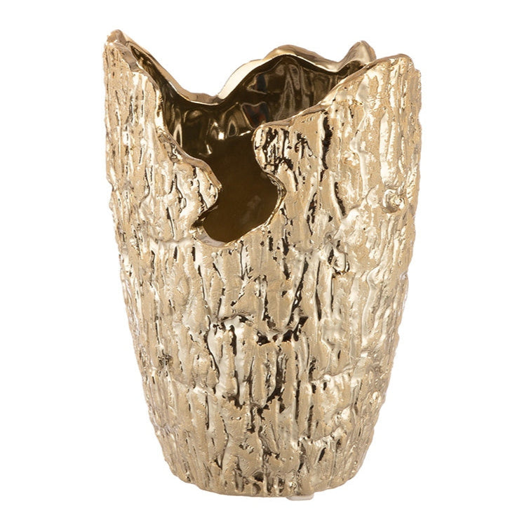 Βάζο Conical "Crepa" Κεραμικό Χρυσό 13x13x19