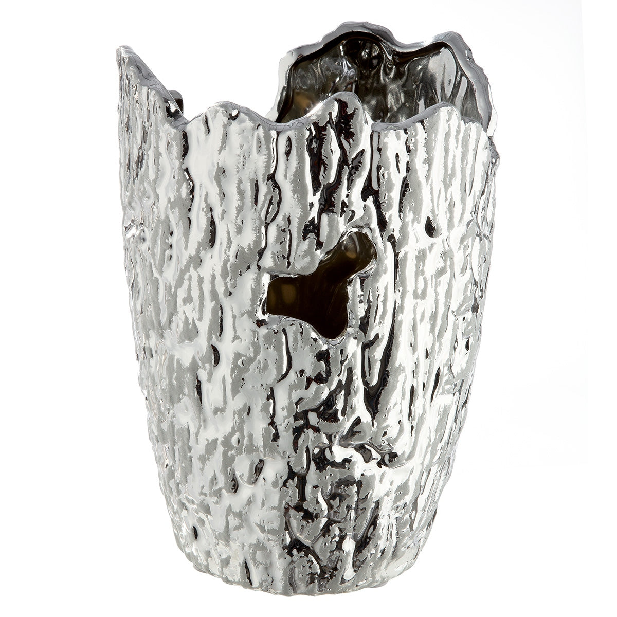 Βάζο Κωνικό Κεραμικό Ασημί Χρώμα 13x13x19