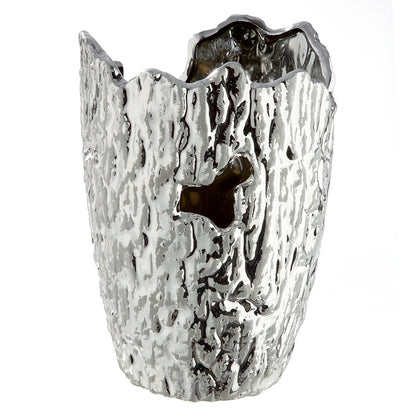 Βάζο Κωνικό Κεραμικό Ασημί Χρώμα 13x13x19