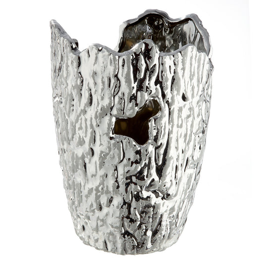 Βάζο Κωνικό Κεραμικό Ασημί Χρώμα 13x13x19