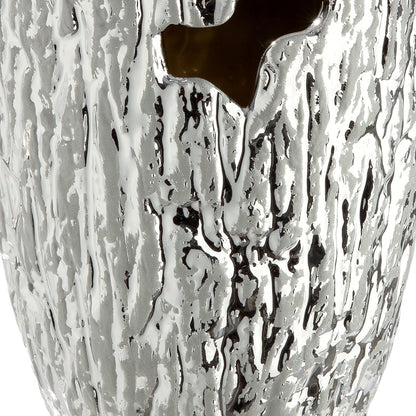 Βάζο Κωνικό Κεραμικό Ασημί Χρώμα 13x13x19