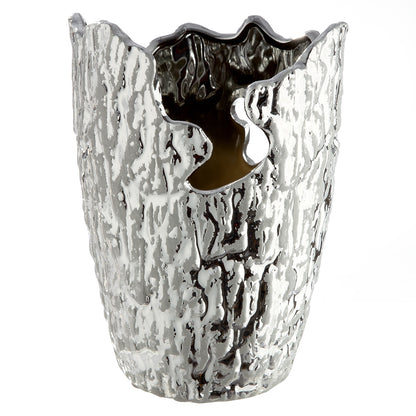 Βάζο Κωνικό Κεραμικό Ασημί Χρώμα 13x13x19