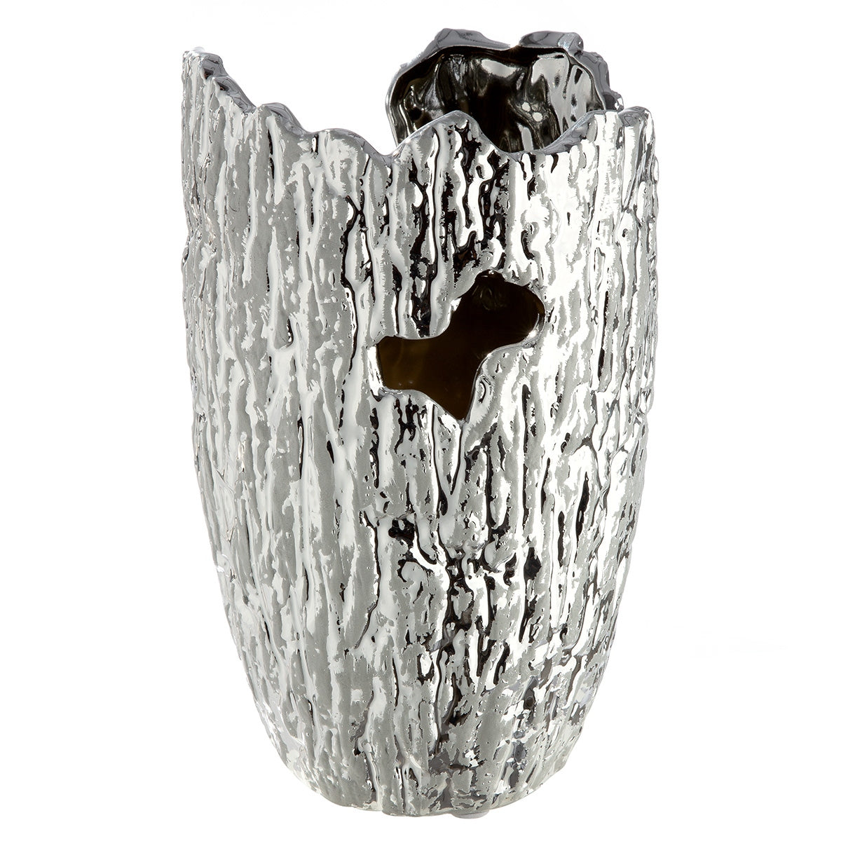 Βάζο Κωνικό Κεραμικό Ασημί Χρώμα 14x14x22