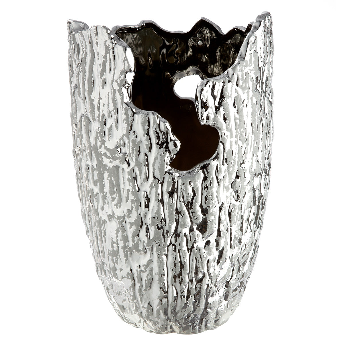 Βάζο Κωνικό Κεραμικό Ασημί Χρώμα 14x14x22