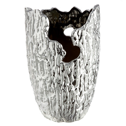 Βάζο Κωνικό Κεραμικό Ασημί Χρώμα 14x14x22