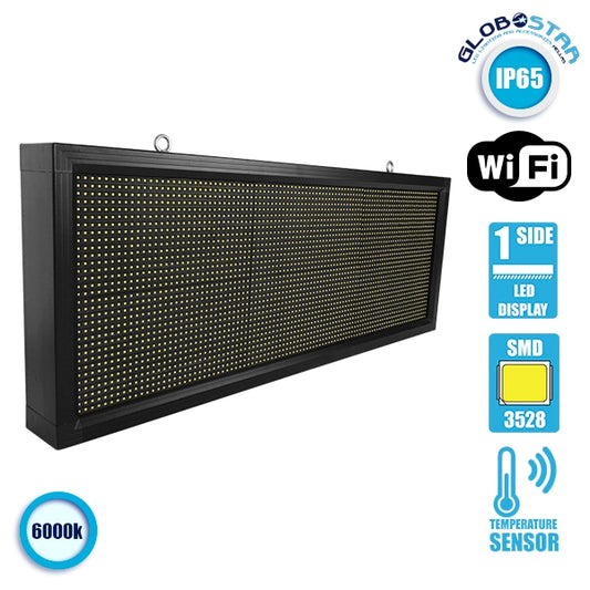 DISPLAY 90270 Κυλιόμενη Ψηφιακή Επιγραφή P10 Μονής Όψης LED AC 220-240V Αδιάβροχο IP54 Ψυχρό Λευκό 6000K - WiFi Control μέσω FK APP - Αισθητήρας Θερμοκρασίας & Υγρασίας - Μ104 x Π9 x Υ40