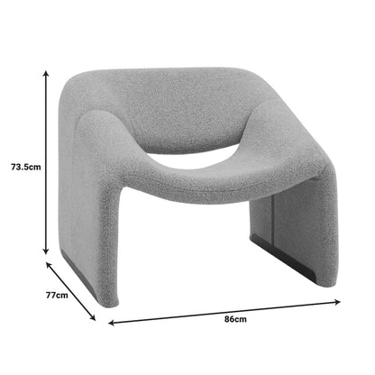 Πολυθρόνα Clous Μπουκλέ Ύφασμα σε Ανοιχτή Γκρι Απόχρωση 86x77x73.5