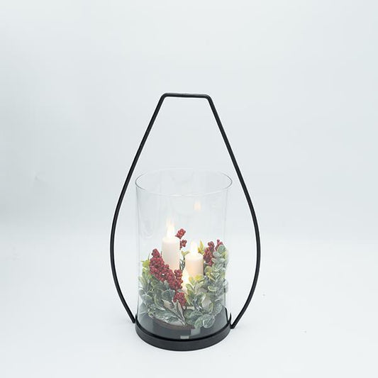 ΜΕΤΑΛΛΙΚΟ ΦΑΝΑΡΙ ΜΑΥΡΟ ΜΕ 3 ΚΕΡΙΑ 19x13x30