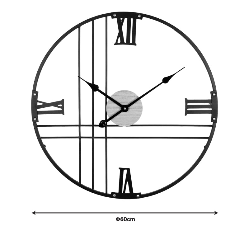 Ρολόι Τοίχου Latine Μέταλλο σε Μαύρη Απόχρωση 60x2.5x60
