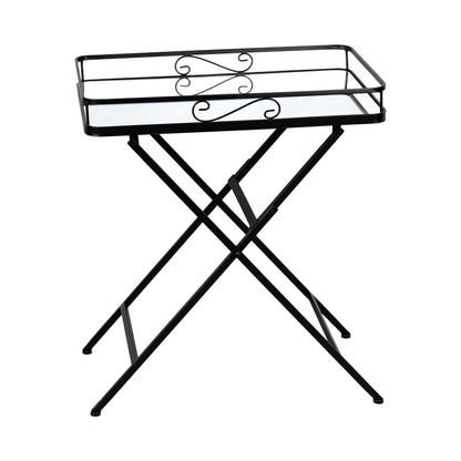 Τραπέζι Joene Μαύρο Μέταλλο-Γυαλί Καθρέπτη 60x38x68