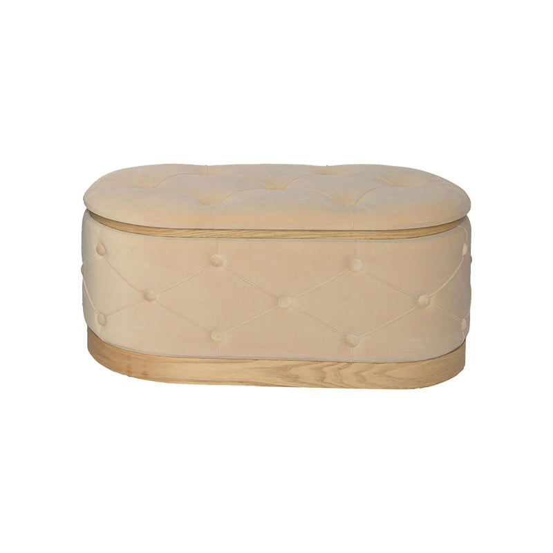 Σκαμπό Μπαούλο Royel Σετ 2 Τεμ Βελούδο Ύφασμα σε Μαύρη και Μπεζ Απόχρωση