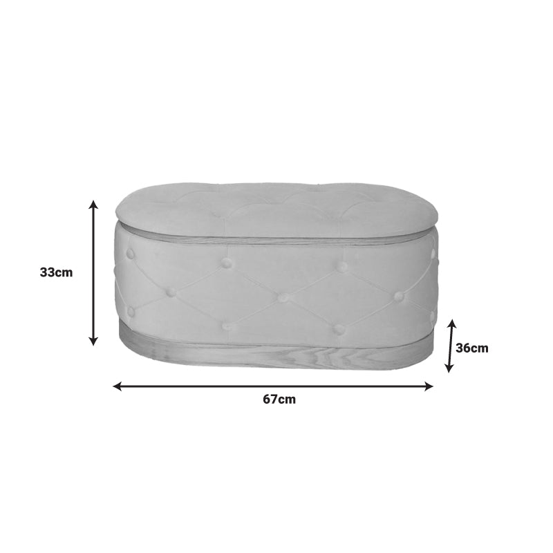 Σκαμπό Μπαούλο Royel Σετ 2 Τεμ Βελούδο Ύφασμα σε Μαύρη και Μπεζ Απόχρωση