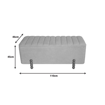 Σκαμπό Μπαούλο Daph Σετ 2 Τεμ Βελούδο Ύφασμα σε Μπεζ και Λευκή Απόχρωση