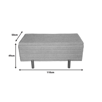 Σκαμπό Μπαούλο Cindy Σετ 2 Τεμ Μπουκλέ Ύφασμα σε Μπεζ και Λευκή Απόχρωση