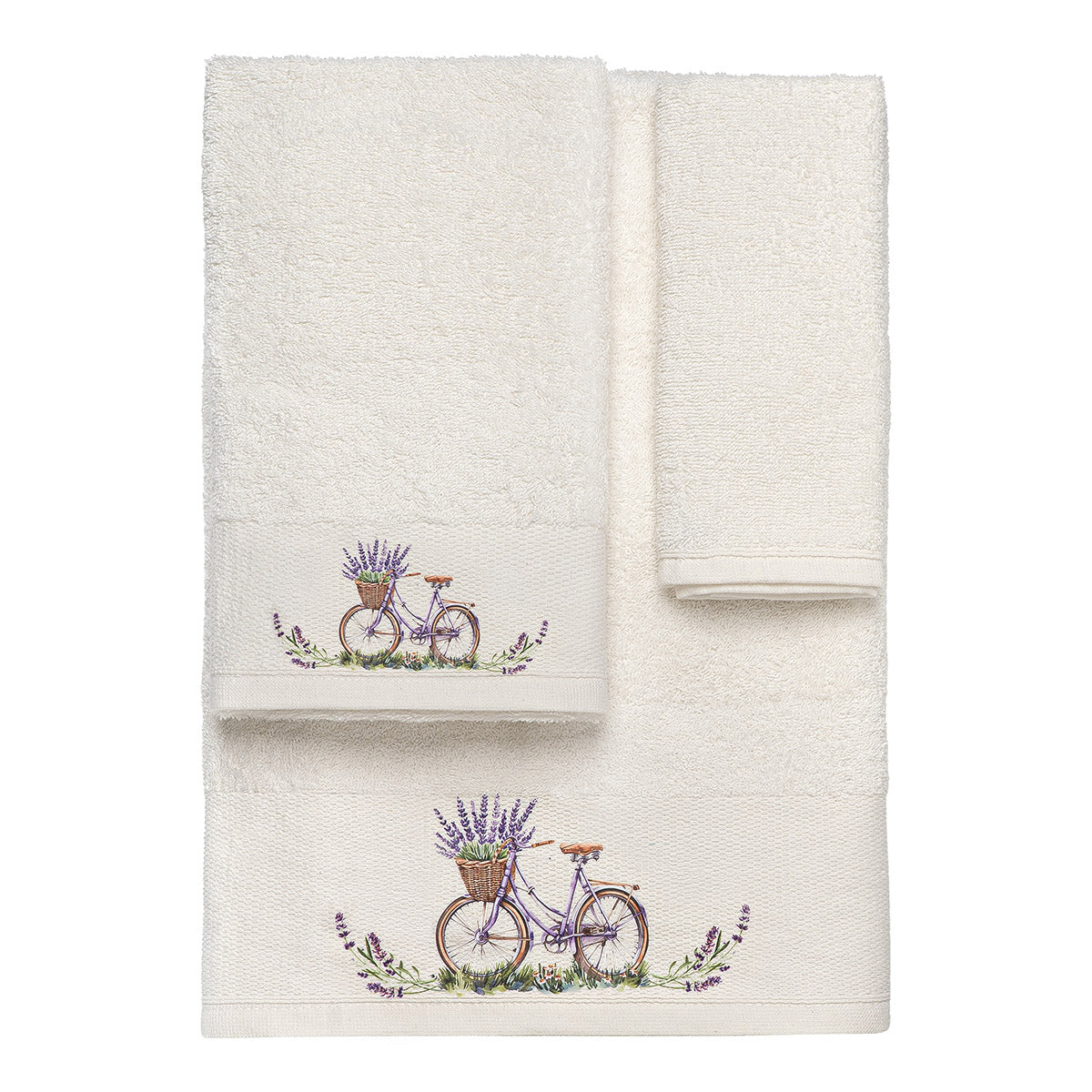 Towel Set 3 Pcs with Art Print 3556 Ecru