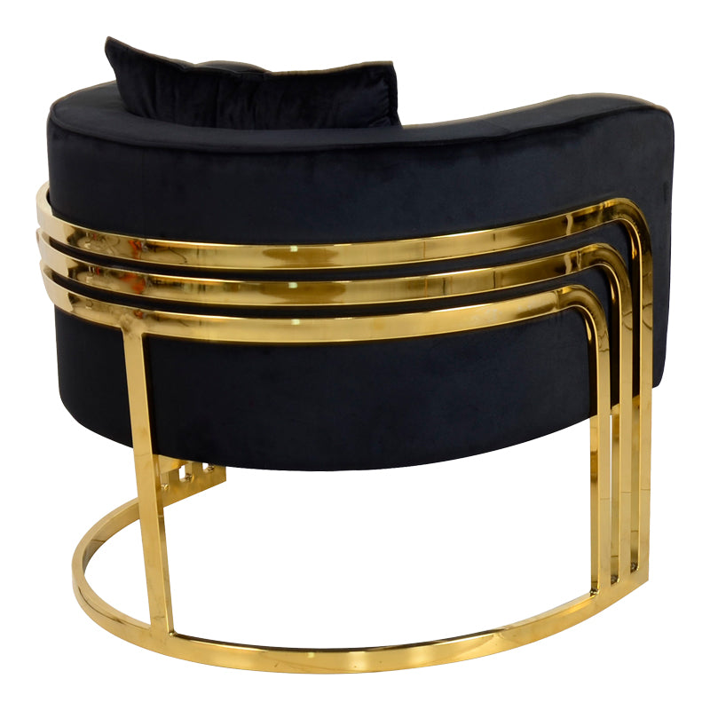 Πολυθρόνα Roblu Χρυσό Μέταλλο και Βελούδο Ύφασμα σε Μαύρη Απόχρωση 72x77.4x70