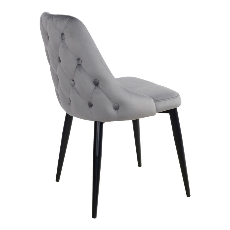 Καρέκλα Zedna Γκρι Βελούδο με Μαύρα Μεταλλικά Πόδια 51x58x84
