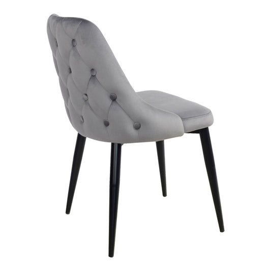 Καρέκλα Zedna Γκρι Βελούδο με Μαύρα Μεταλλικά Πόδια 51x58x84