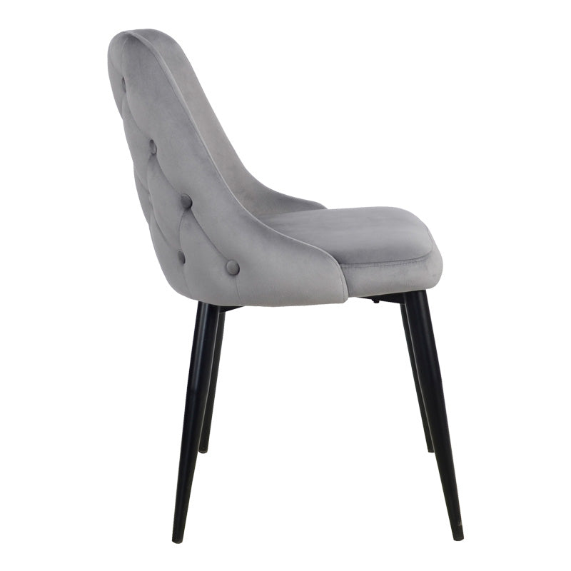 Καρέκλα Zedna Γκρι Βελούδο με Μαύρα Μεταλλικά Πόδια 51x58x84