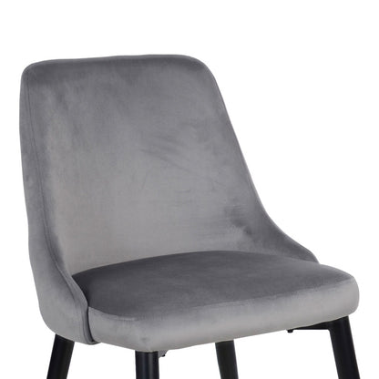 Καρέκλα Zedna Γκρι Βελούδο με Μαύρα Μεταλλικά Πόδια 51x58x84