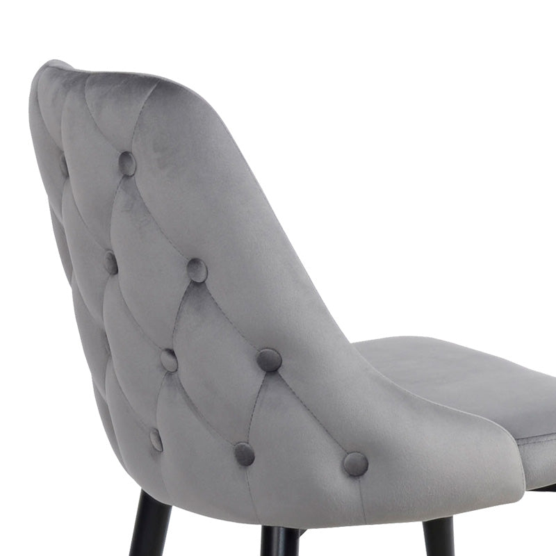 Καρέκλα Zedna Γκρι Βελούδο με Μαύρα Μεταλλικά Πόδια 51x58x84