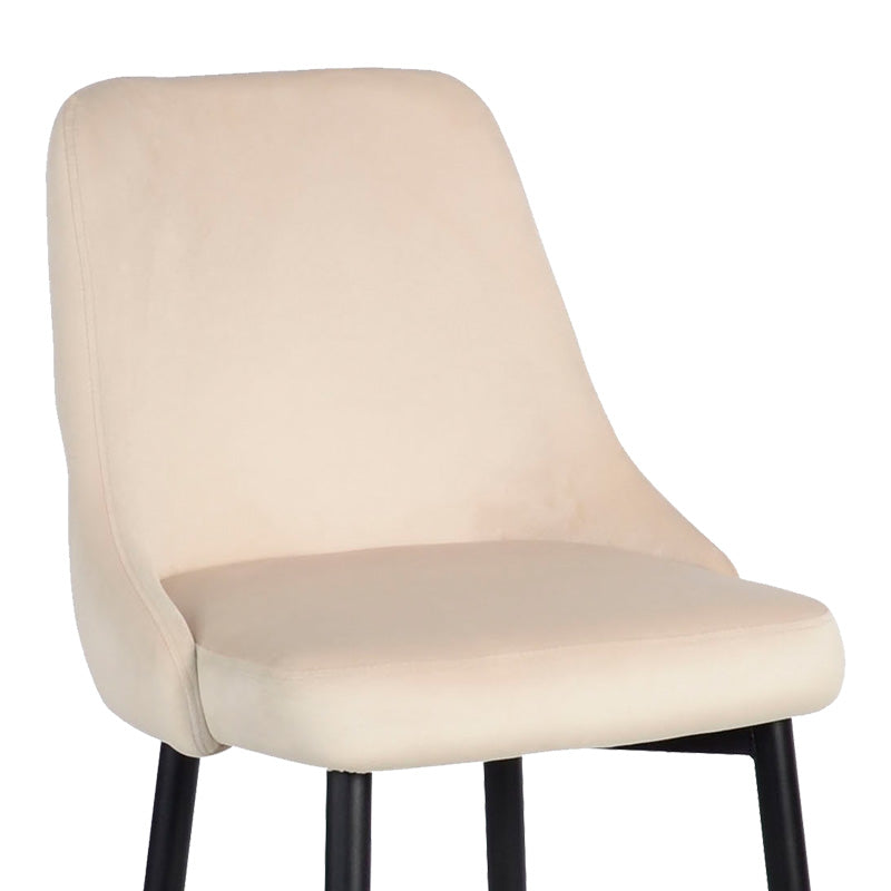 Σκαμπό Μπαρ Zedna Μπεζ Βελούδο με Μαύρα Μεταλλικά Πόδια 52x57x111