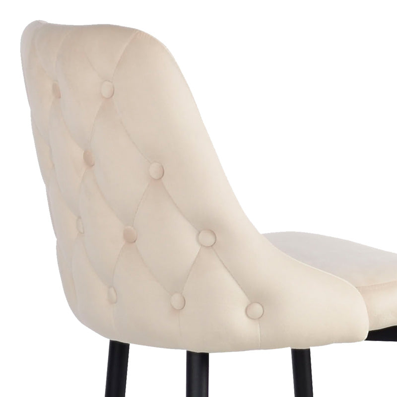 Σκαμπό Μπαρ Zedna Μπεζ Βελούδο με Μαύρα Μεταλλικά Πόδια 52x57x111