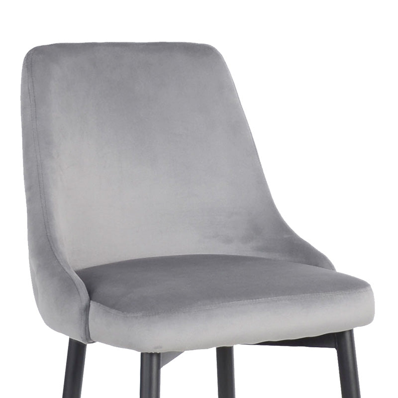 Σκαμπό Μπαρ Zedna Γκρι Βελούδο με Μαύρα Μεταλλικά Πόδια 52x57x111