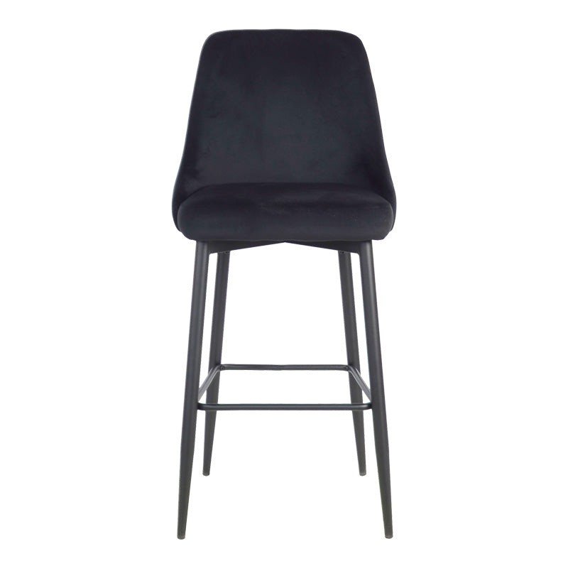 Σκαμπό Μπαρ Zedna Μαύρο Βελούδο με Μαύρα Μεταλλικά Πόδια 52x57x111