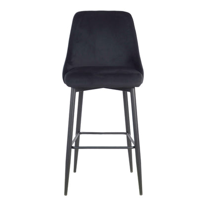 Σκαμπό Μπαρ Zedna Μαύρο Βελούδο με Μαύρα Μεταλλικά Πόδια 52x57x111