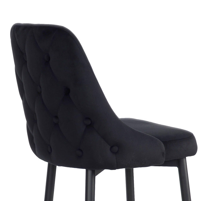 Σκαμπό Μπαρ Zedna Μαύρο Βελούδο με Μαύρα Μεταλλικά Πόδια 52x57x111