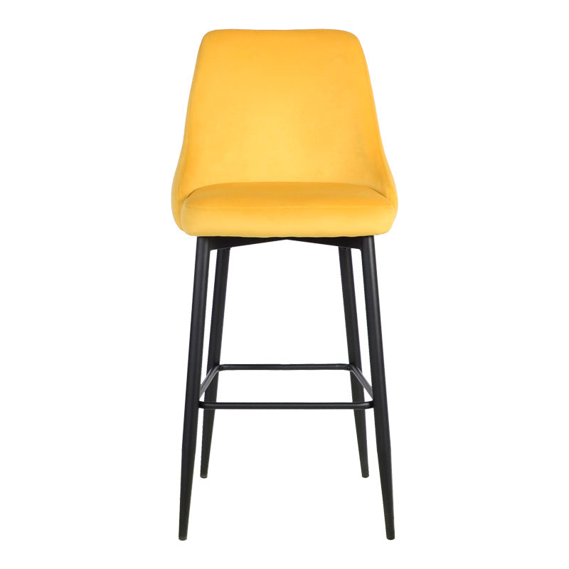 Σκαμπό Μπαρ Zedna Κίτρινο Βελούδο με Μαύρα Μεταλλικά Πόδια 52x57x111