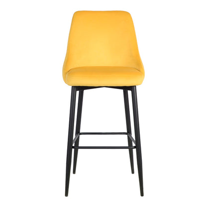 Σκαμπό Μπαρ Zedna Κίτρινο Βελούδο με Μαύρα Μεταλλικά Πόδια 52x57x111