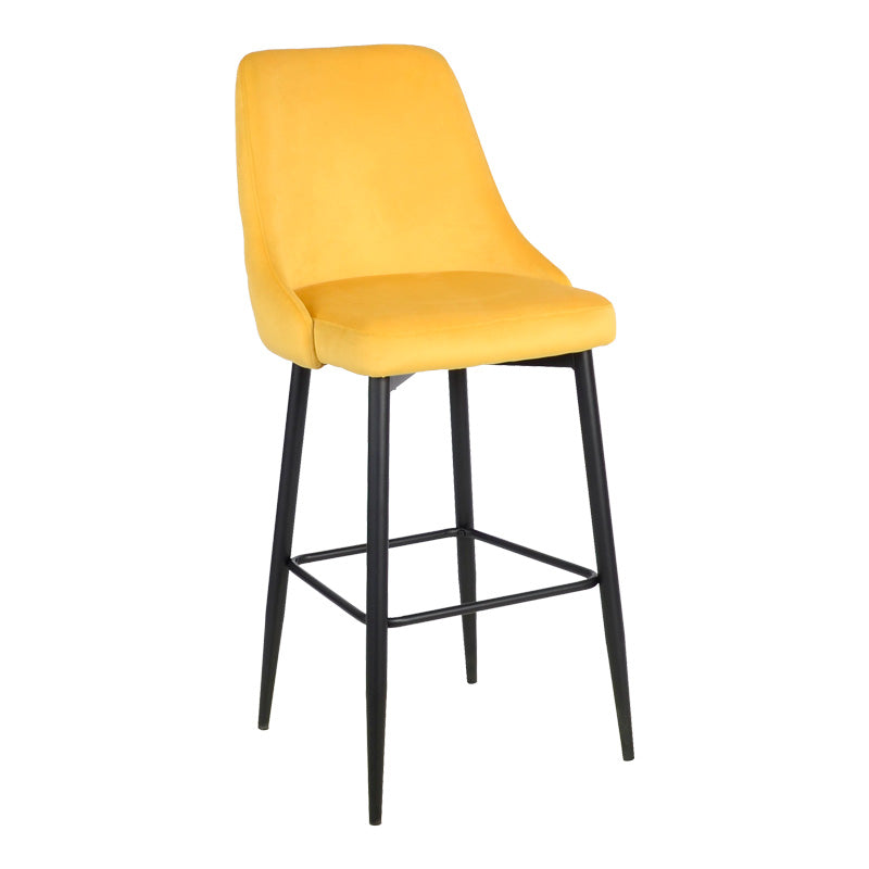 Σκαμπό Μπαρ Zedna Κίτρινο Βελούδο με Μαύρα Μεταλλικά Πόδια 52x57x111