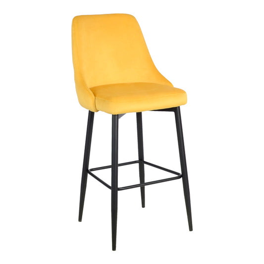 Σκαμπό Μπαρ Zedna Κίτρινο Βελούδο με Μαύρα Μεταλλικά Πόδια 52x57x111