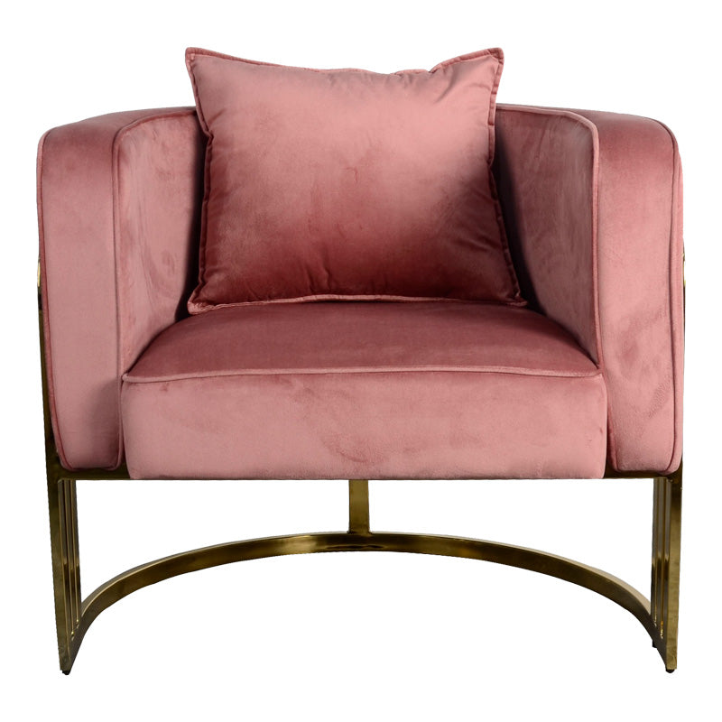 Πολυθρόνα Roblu Χρυσό Μέταλλο και Βελούδο σε Απόχρωση Σάπιο Μήλο 72x77.4x70