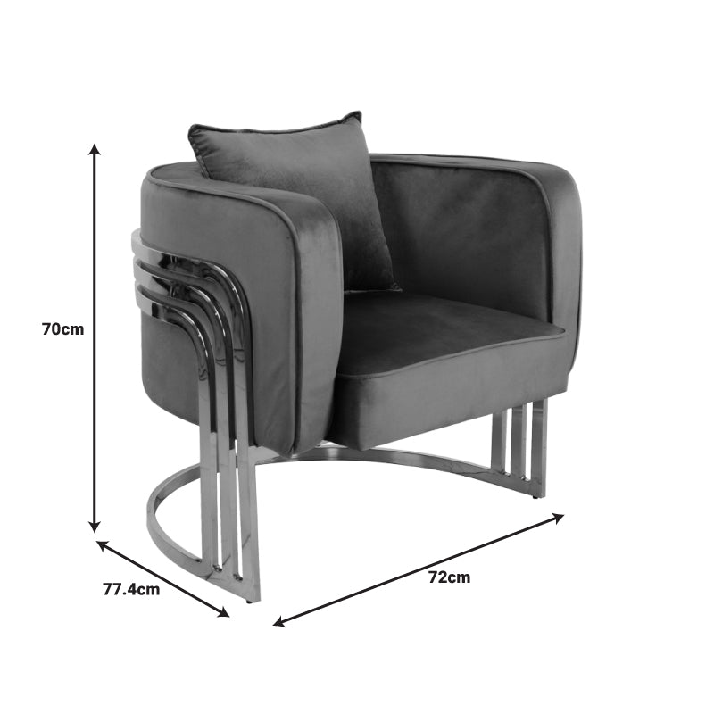 Πολυθρόνα Roblu Χρυσό Μέταλλο και Βελούδο σε Απόχρωση Σάπιο Μήλο 72x77.4x70