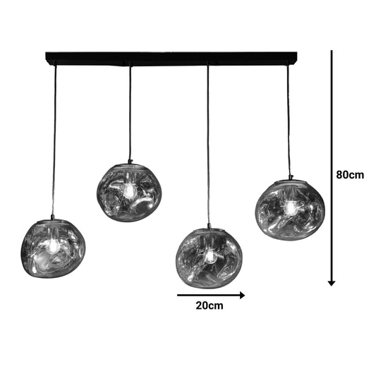 Φωτιστικό Οροφής Τετράφωτο Vidro E27 σε Χρυσή Απόχρωση 60x15x80