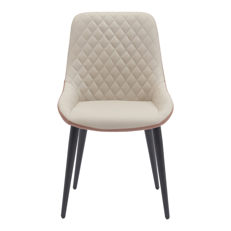 Καρέκλα Komme Μπεζ-Καφέ PU με Πόδι Μαύρο Μέταλλο 49x57x84