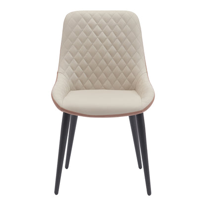 Καρέκλα Komme Μπεζ-Καφέ PU με Πόδι Μαύρο Μέταλλο 49x57x84