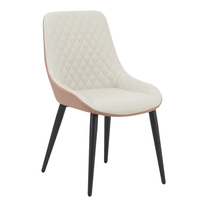 Καρέκλα Komme Μπεζ-Καφέ PU με Πόδι Μαύρο Μέταλλο 49x57x84