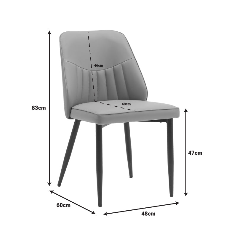 Καρέκλα Onyer Καφέ-Γκρι PU με Πόδι Μαύρο Μέταλλο 48x60x83