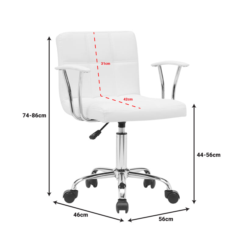 Καρέκλα Γραφείου Buleco PU σε Λευκή Απόχρωση 56x46x74-86
