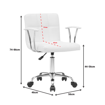 Καρέκλα Γραφείου Buleco PU σε Λευκή Απόχρωση 56x46x74-86